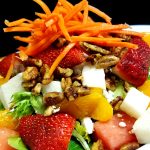 Salad with strawberries, melon, pecans, feta, and more—fresh at Augie’s in Prescott.