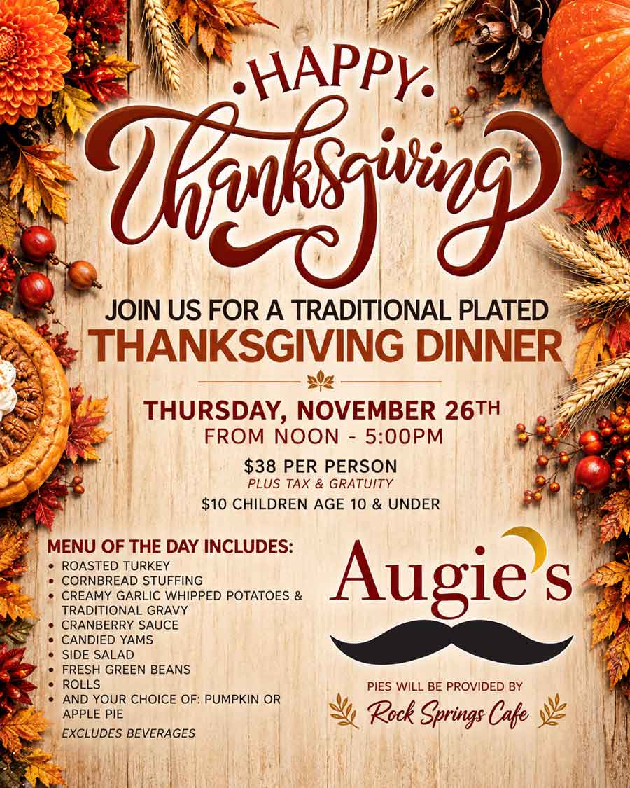 Thanksgiving November 26 at Augies, Traditional Thanksgiving food
